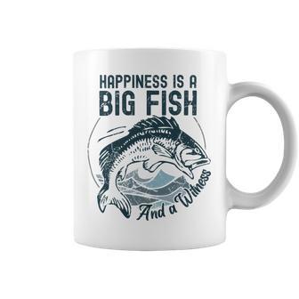 Happiness Is A Big Fish And A Witness Fisherman Dad Blue Coffee Mug | Favorety UK