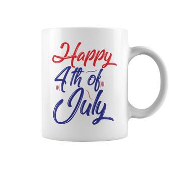 Happy 4Th Of July Dark Red Blue Text Coffee Mug | Favorety DE