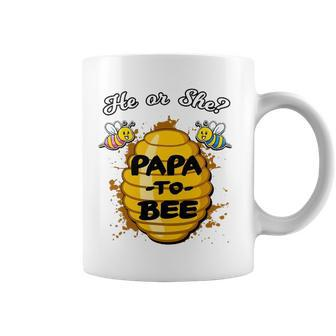 He Or She Papa To Bee Gender Reveal Announcement Baby Shower Coffee Mug | Mazezy