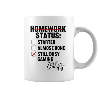 Homework Started Done Still Busy Gaming Coffee Mug | Mazezy