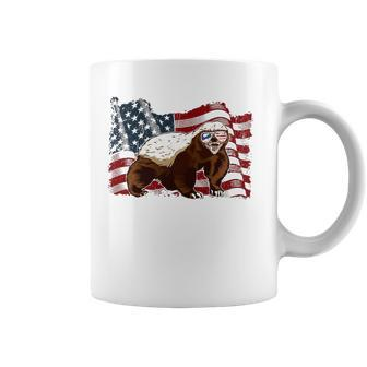 Honey Badger American Flag 4Th July Animals Men Women Kids Coffee Mug | Mazezy