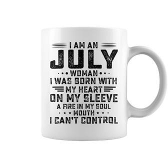 I Am An July Woman I Was Born With My Heart On My Sleevepng V2 Coffee Mug | Favorety UK