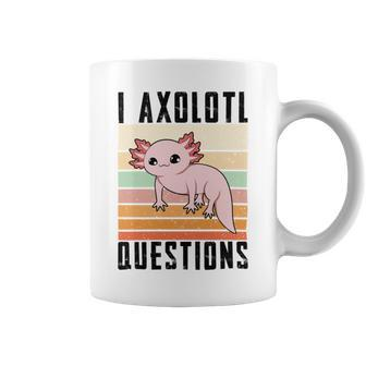 I Axolotl Questions Vintage Retro Style Black Coffee Mug - Monsterry