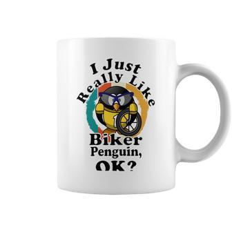 I Really Like Biker Penguin Ok Coffee Mug | Favorety