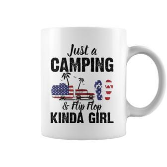 Just A Camping And Flip Flop Kinda Girl 4Th Of July Coffee Mug | Mazezy