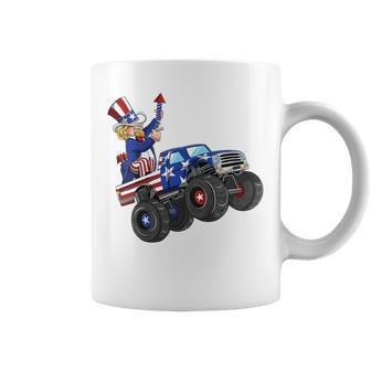 Kids 4Th Of July Uncle Sam Monster Truck Fireworks Toddler Boys Coffee Mug - Seseable