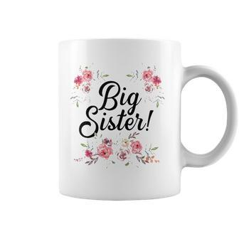 Kids Cute Big Sister Floral Design Toddler Girl Coffee Mug | Mazezy