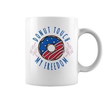Kids Donut Touch My Freedom Funny Fourth Of July Coffee Mug - Seseable