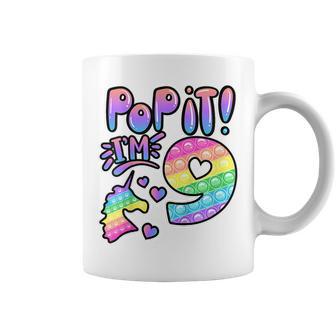 Kids Kids Pop It 9Th Birthday Girls Boys 9 Years Old Fidget V2 Coffee Mug - Seseable