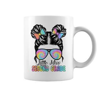 Kids Little Miss Second Grade Messy Bun Sunglasses Tie Dye Coffee Mug - Seseable
