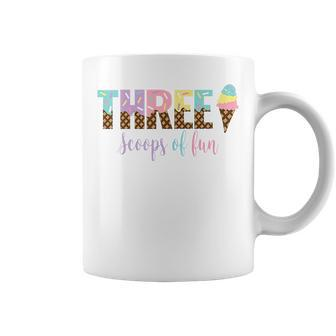 Kids Three Scoops Of Fun Ice Cream Girls 3Rd Birthday Coffee Mug | Mazezy UK