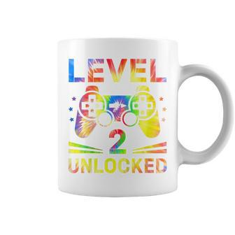 Kids Tie Dye Level 2 Unlocked Gamer 2 Year Old 2Nd Birthday Coffee Mug - Seseable