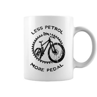 Less Petrol More Pedal Mountain Biking Coffee Mug | Mazezy