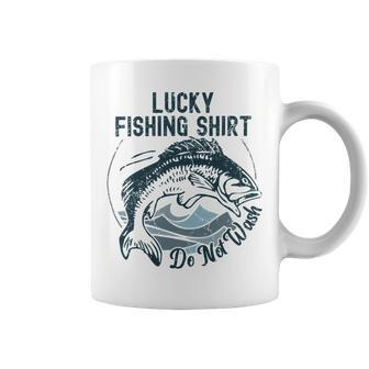 Lucky Fishing Shirt Do Not Wash Fisherman Dad Blue Coffee Mug | Favorety UK