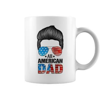 Mens All American Dad 4Th Of July Fathers Day Beard Mens Coffee Mug - Seseable