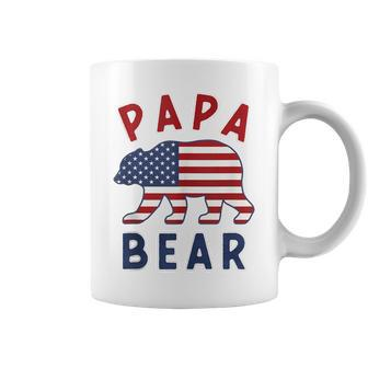 Mens American Flag Papa Bear 4Th Of July Usa Patriotic Dad Coffee Mug - Seseable