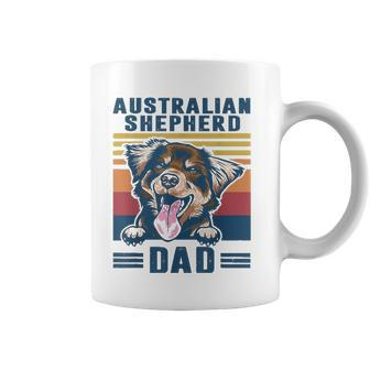 Mens Australian Shepherd Dad Father Retro Australian Shepherd Coffee Mug | Mazezy