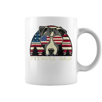 Mens Best Pitbull Dad American Flag 4Th Of July Dog Lover Coffee Mug - Seseable