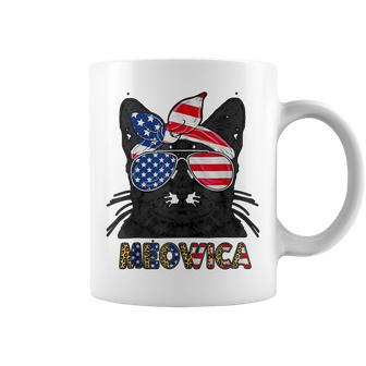 Meowica 4Th July Cat Glasses American Flag Patriotic Coffee Mug - Seseable
