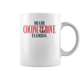 Miami Coconut Grove Florida Vintage Retro Typography Anchor Coffee Mug | Mazezy