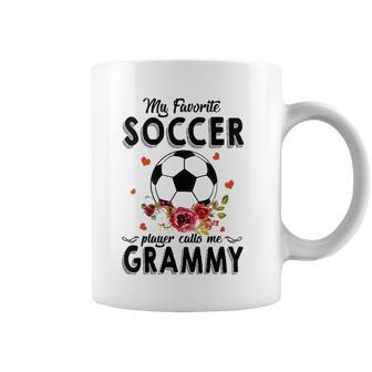 My Favorite Soccer Player Calls Me Grammy Flower Gift Coffee Mug | Mazezy