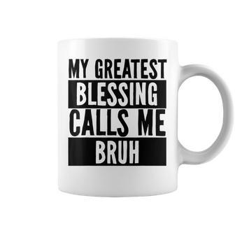 My Greatest Blessing Calls Me Bruh Vintage Mothers Day Coffee Mug - Seseable