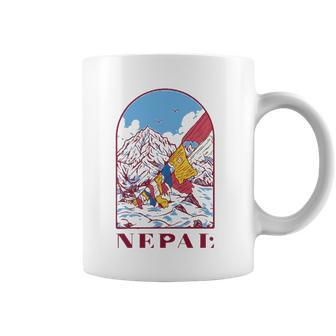 Nepal Himalayan Mountain Prayer Flags Coffee Mug | Mazezy AU
