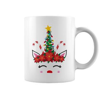 New Christmas Unicorn Face Santicorn Poinsettia Crown Cute V2 Coffee Mug | Favorety CA