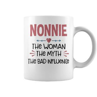 Nonnie Grandma Gift Nonnie The Woman The Myth The Bad Influence Coffee Mug - Seseable