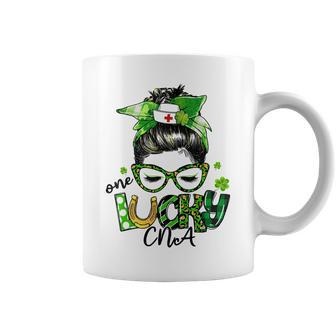 One Lucky Cna Messy Bun Shamrocks St Patricks Day Coffee Mug | Favorety UK