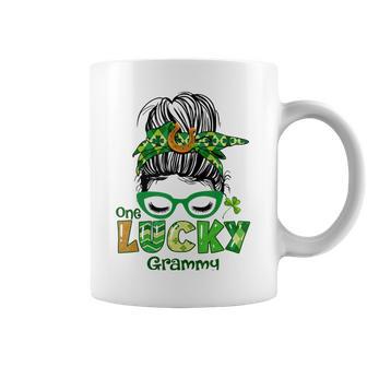 One Lucky Grammy Messy Bun Leopard St Patricks Day Coffee Mug | Favorety UK