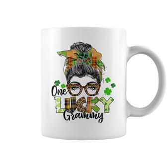 One Lucky Grammy Shamrock Plaid Leopard St Patricks Day Coffee Mug | Favorety AU