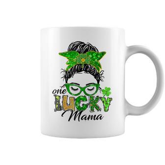 One Lucky Mama St Patricks Day Irish Shamrock Messy Bun Mom Coffee Mug | Favorety UK