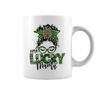 One Lucky Mama St Patricks Day Leopard Messy Bun Coffee Mug | Favorety DE