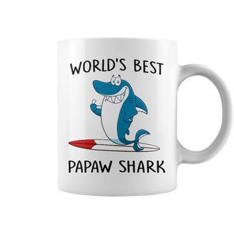 Papaw Grandpa Gift Worlds Best Papaw Shark Coffee Mug - Seseable