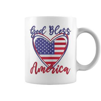Patriotic 4Th Of July Heart For Women Cute God Bless America Coffee Mug - Seseable