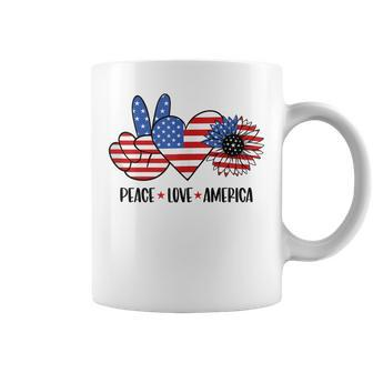 Patriotic 4Th Of July Peace Love America Coffee Mug - Seseable