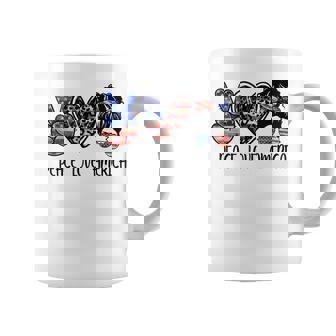 Peace Love America Messy Bun American Flag Funny 4Th Of July Coffee Mug | Seseable FR