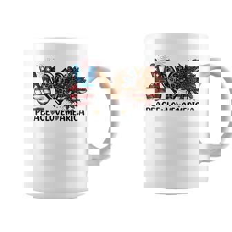 Peace Love America Sunflower Leopard Usa Flag 4Th Of July Coffee Mug | Seseable FR