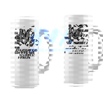 Peace Love Cure Blue & White Ribbon Als Awareness Month V2 Coffee Mug - Seseable