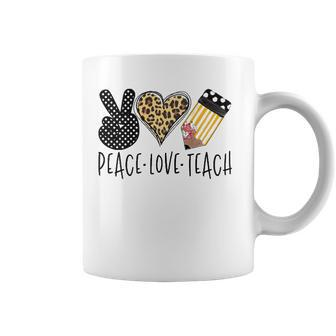 Peace Love Teach Back To School Teacher Gift Coffee Mug | Mazezy