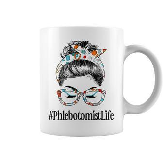 Phlebotomist Life Messy Hair Woman Bun Healthcare Worker V2 Coffee Mug - Seseable