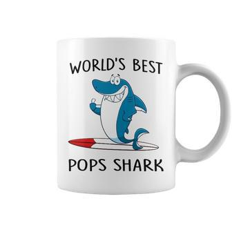 Pops Grandpa Gift Worlds Best Pops Shark Coffee Mug - Seseable