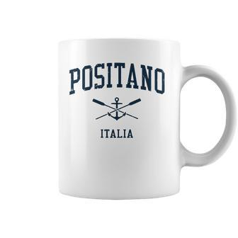 Positano Vintage Navy Crossed Oars & Boat Anchor Coffee Mug | Mazezy