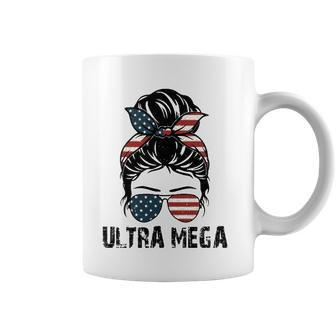 Pro Trump Ultra Maga Messy Bun Vintage Usa Flag Coffee Mug | Mazezy