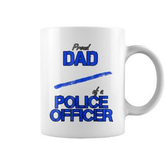 Proud Dad Of A Police Officer - Blue Line Law Enforcement Coffee Mug | Mazezy
