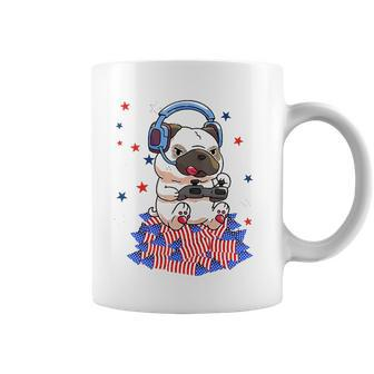 Pug Game Puppy Controller 4Th Of July Boys Kids Video Gamer Coffee Mug | Mazezy