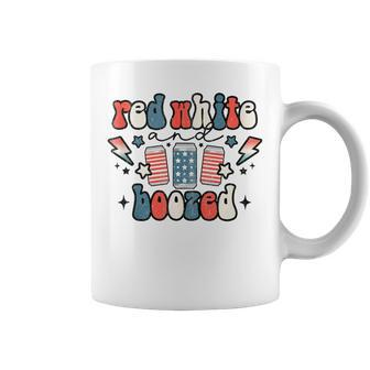 Red White & Booze Summer Funny Drinking 4Th Of July Usa Flag Coffee Mug - Seseable