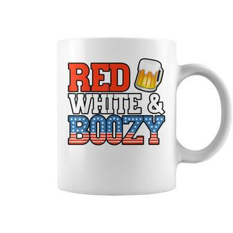 Red White And Boozy Funny 4Th Of July Drinking Crew Party Coffee Mug - Seseable