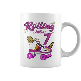 Rolling Into 7Th Birthday Unicorn Roller Skate Party Coffee Mug | Mazezy